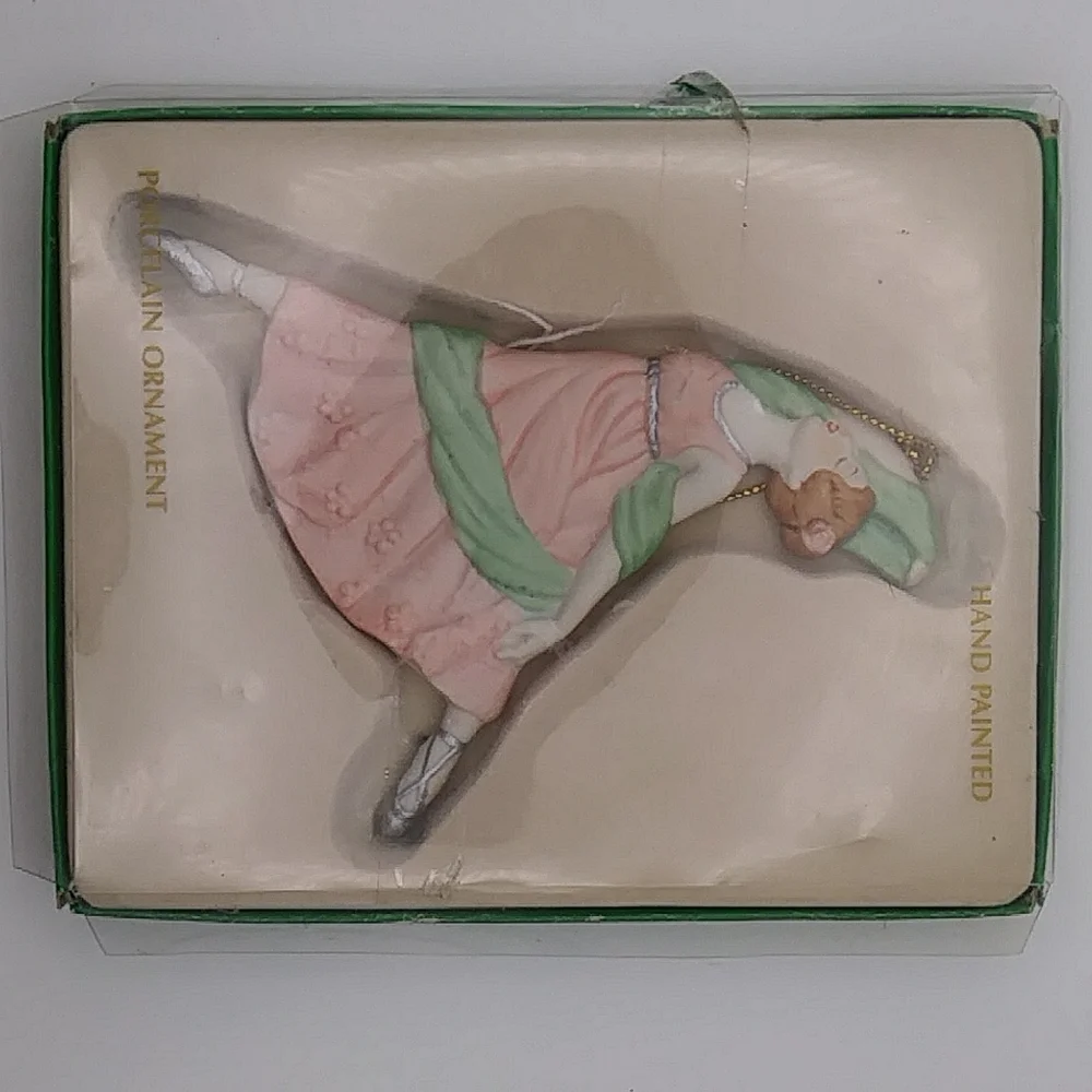 Hand Painted Porcelain Ballerina Ornament In Package